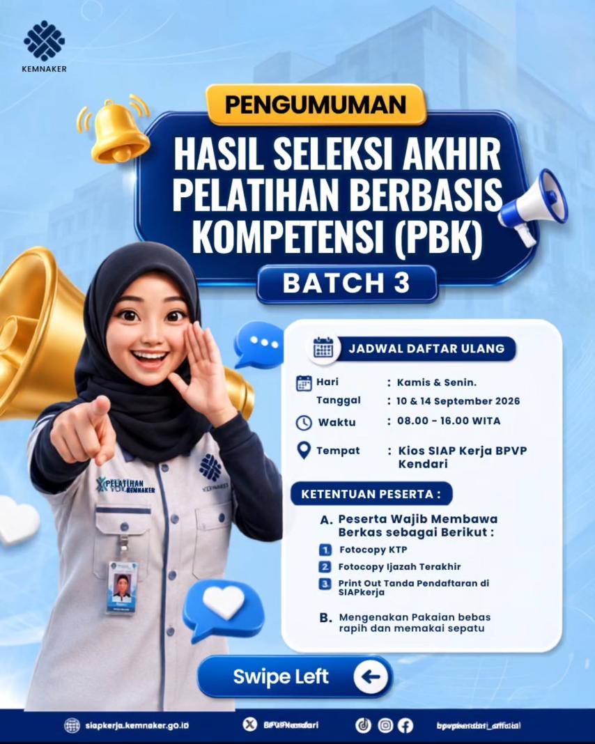 PENGUMUMAN PELATIHAN PBK BATCH 3